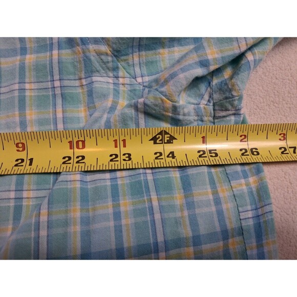 Blue Harbor Summer Cotton blend Short Sleeve Shirt XL Blue/yellow plaid. - Picture 7 of 7